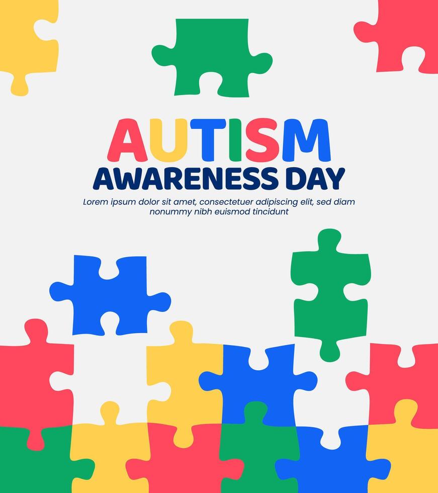 World autism awareness day banner background with colorful puzzle design vector
