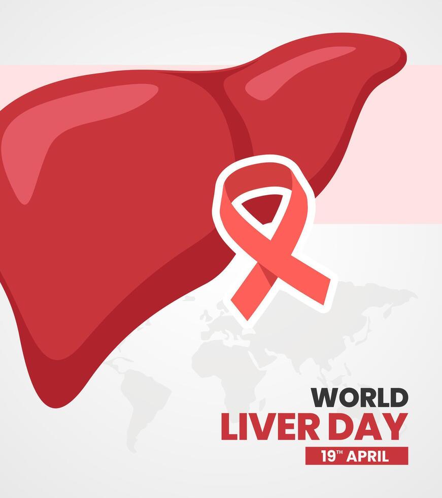 World liver day banner with flat cartoon style on April 19th vector