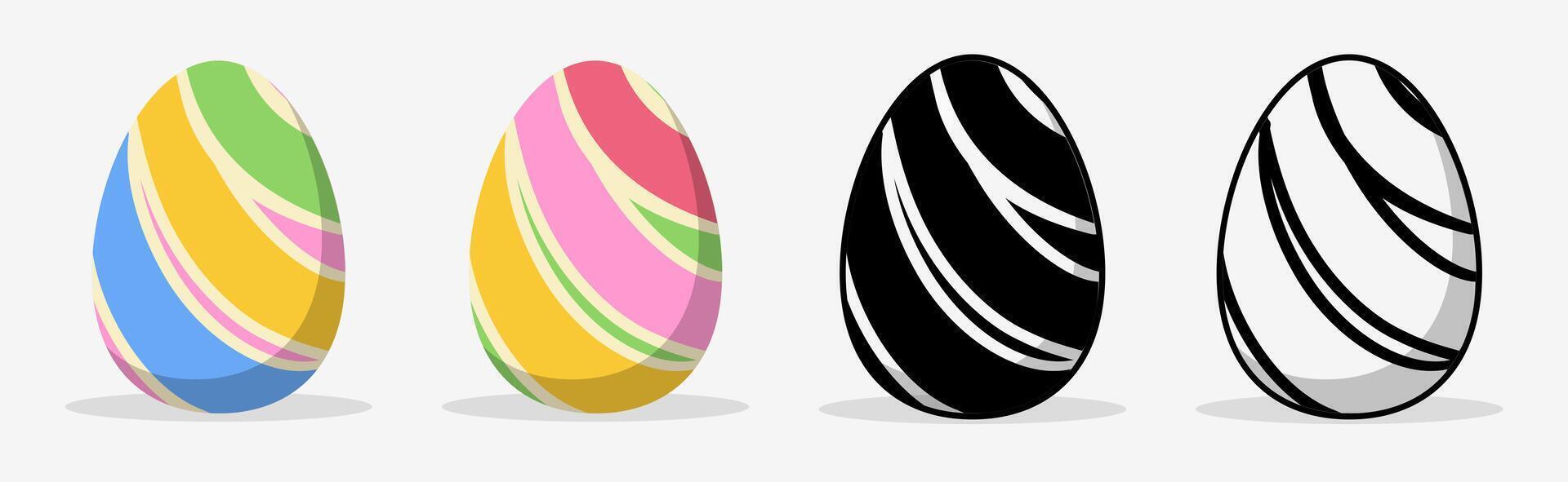 Happy Easter eggs set collections with different pattern. Flat illustration style. vector
