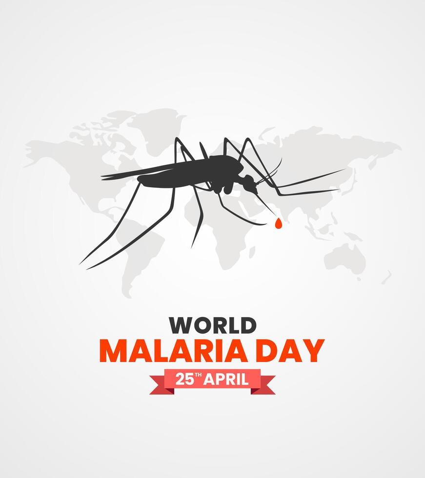 World Malaria Day creative banner on white background template design with mosquito illustration vector