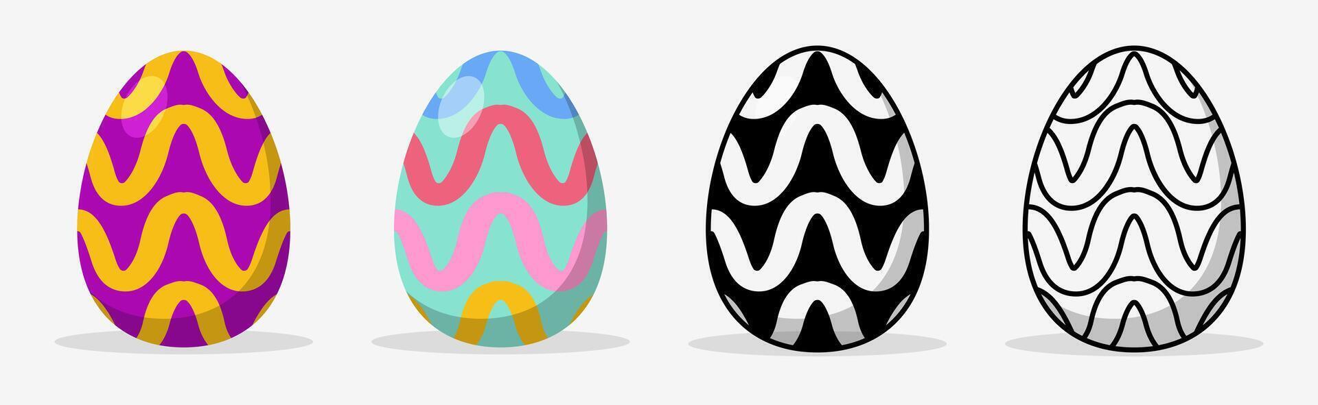 Happy Easter eggs collections with different pattern style. Flat illustration style. vector