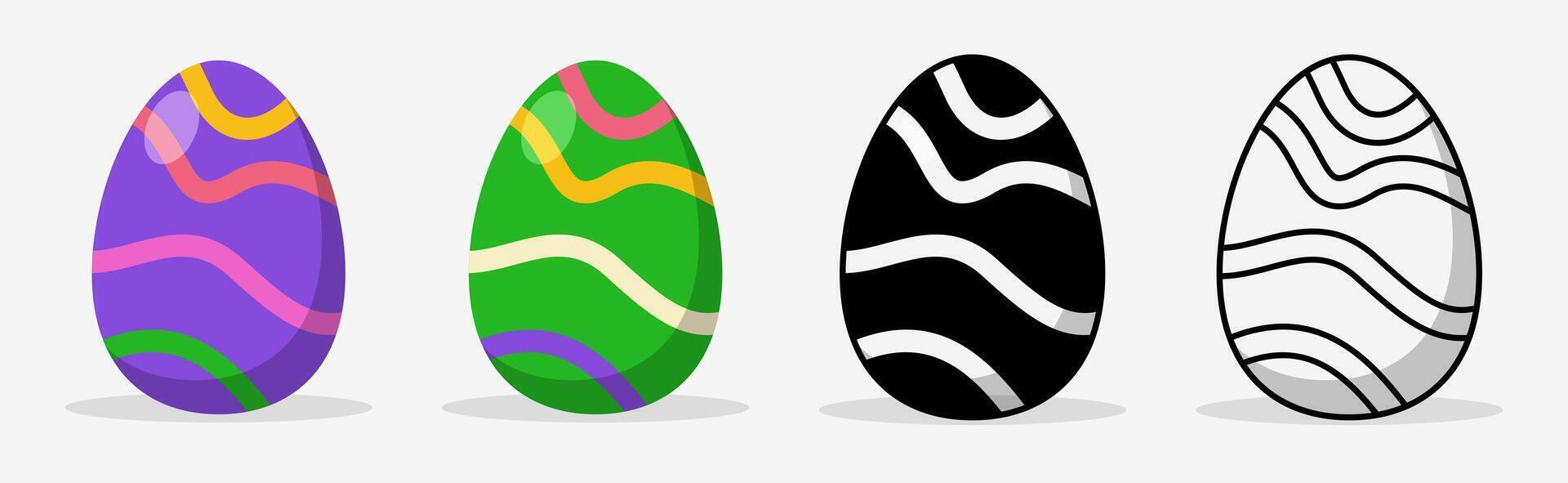 Easter eggs set with different pattern style. Flat illustration style. vector
