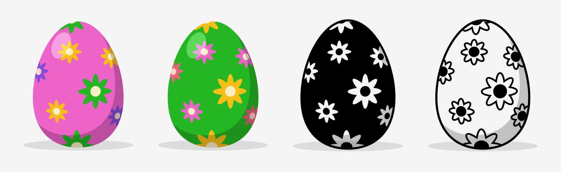 Easter eggs collections with different pattern style. Flat illustration style. vector
