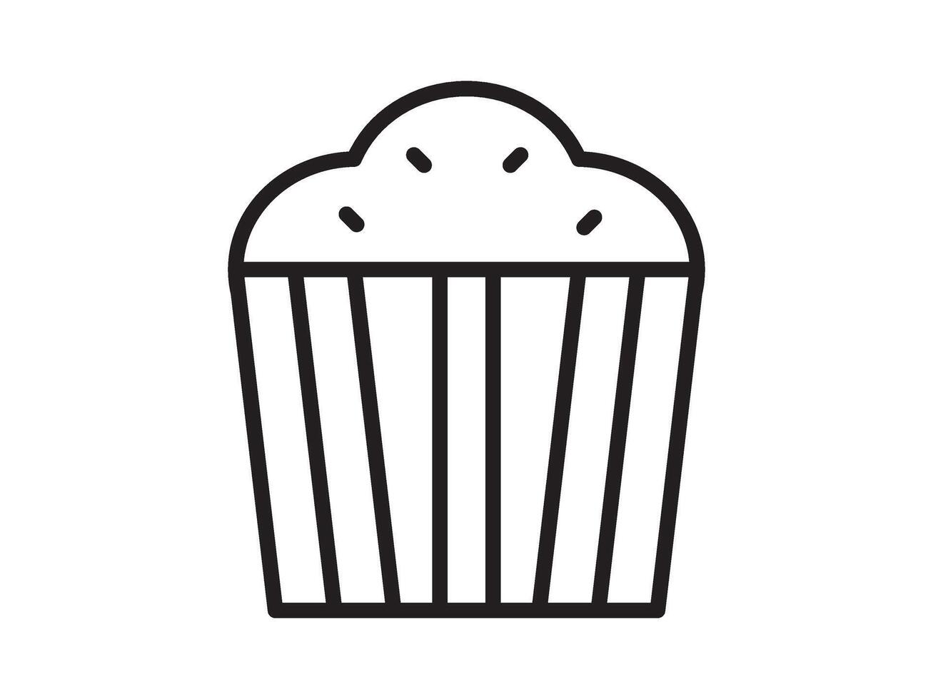 A black and white line drawing of a cupcake vector