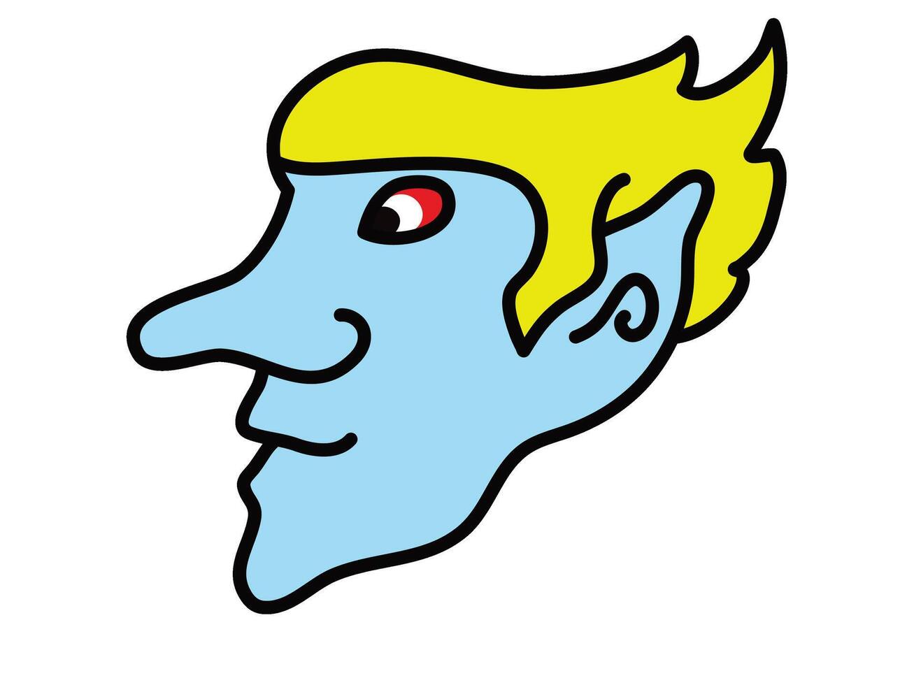 A cartoon blue head with a yellow beard vector