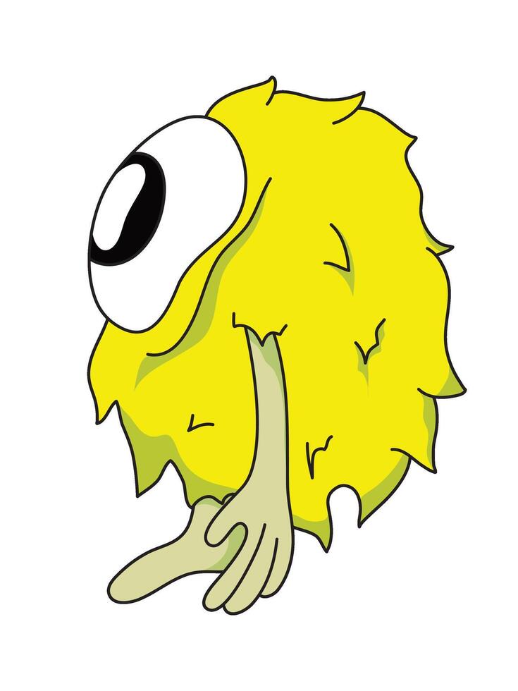 A cartoon yellow monster with big eyes vector