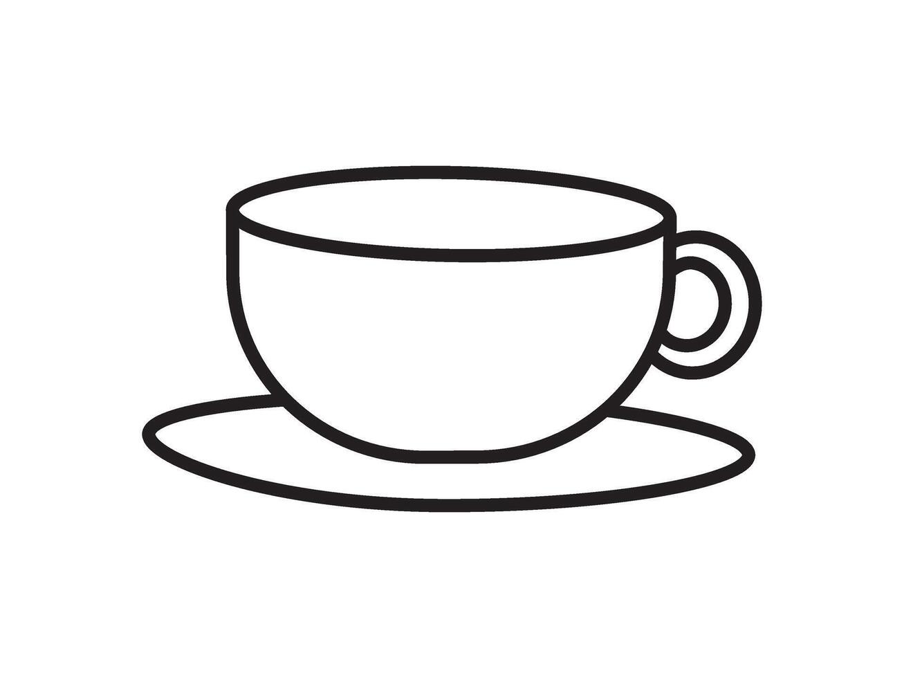 A cup of coffee is shown in a line drawing vector