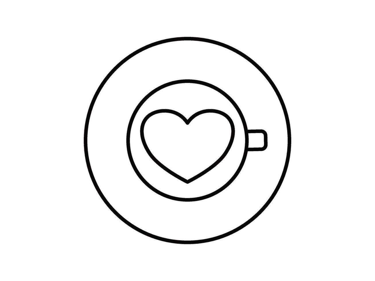 A black and white outline of a heart in a cup vector