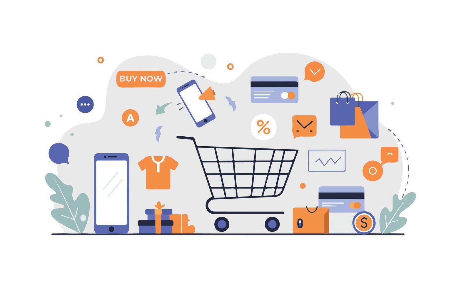 E-Commerce Marketplace and Online Retail Shopping Illustration vector
