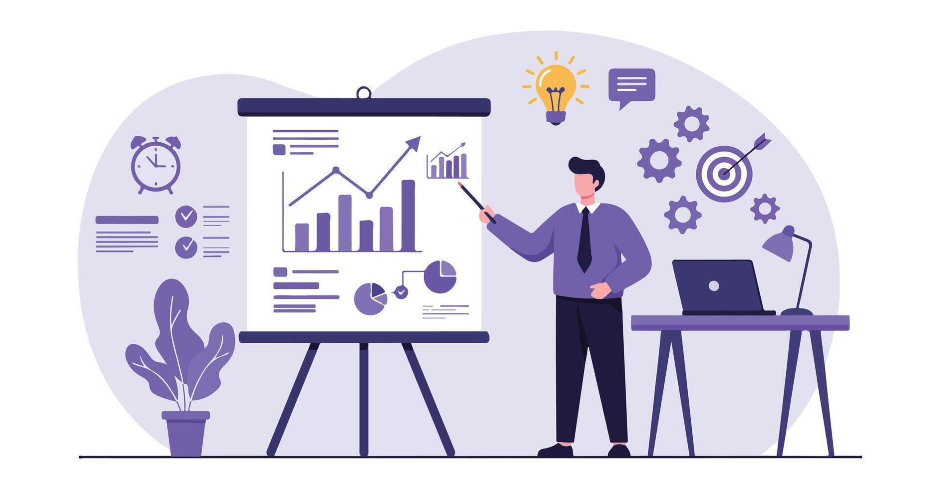 Corporate Training and Data Analysis Business Growth Concept vector