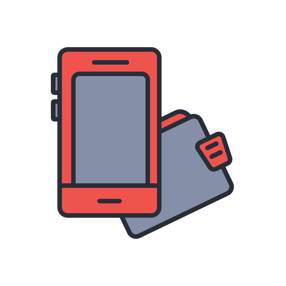 mobile wallet icon colours trendy flat style vector