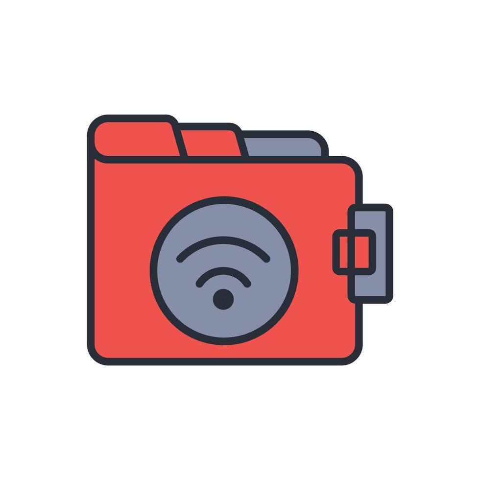 connect and wallet icon colours trendy flat style vector