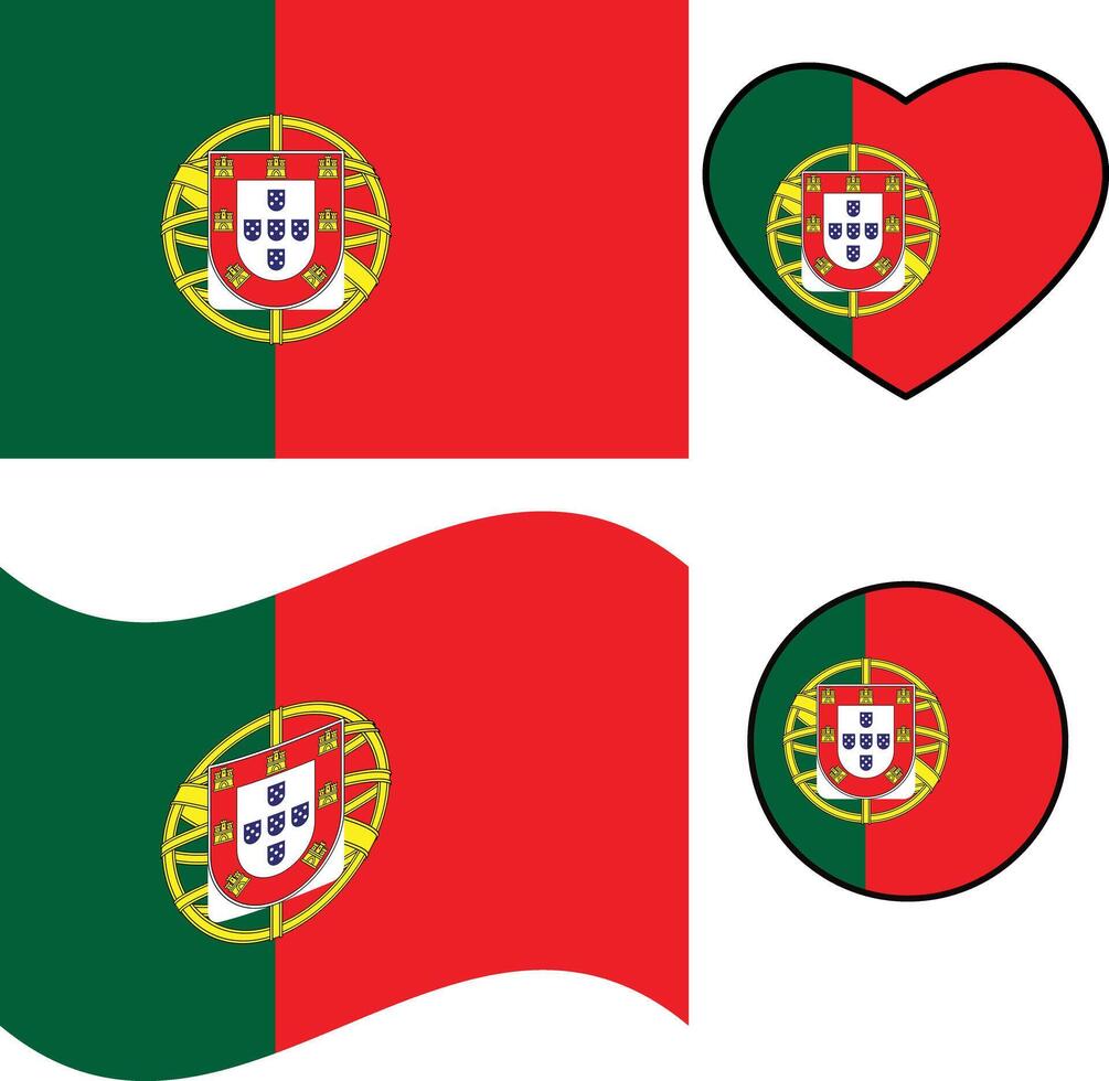 Waving flag of Portugal. Portugal flag sign. Portugal flag icon set. flat style. vector