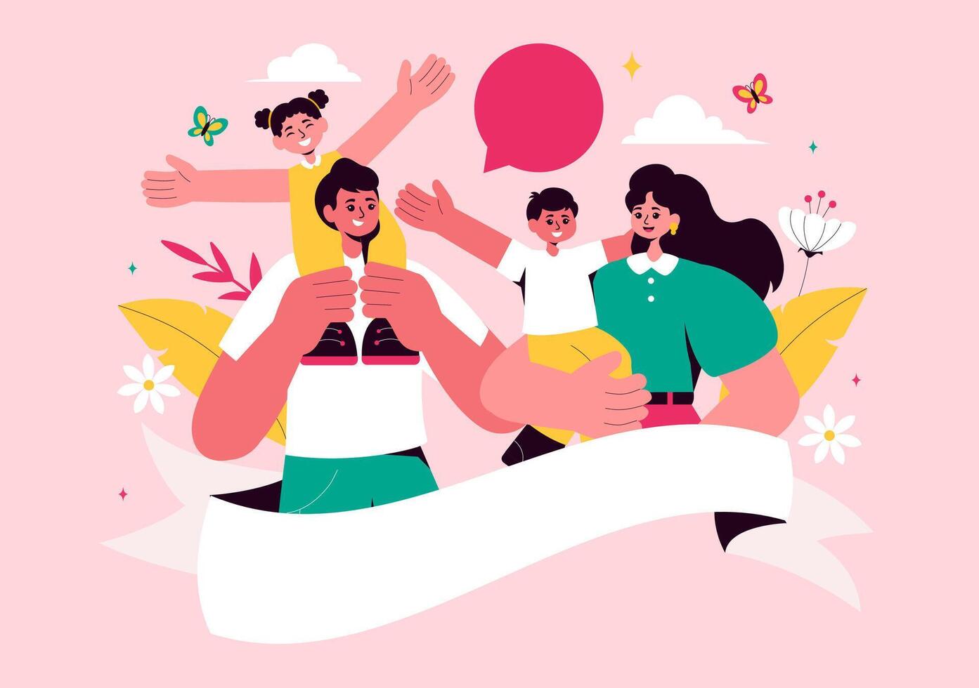 Global Day of Parents Concept with Family Love, Unity, and Parental Care in a Flat Style vector