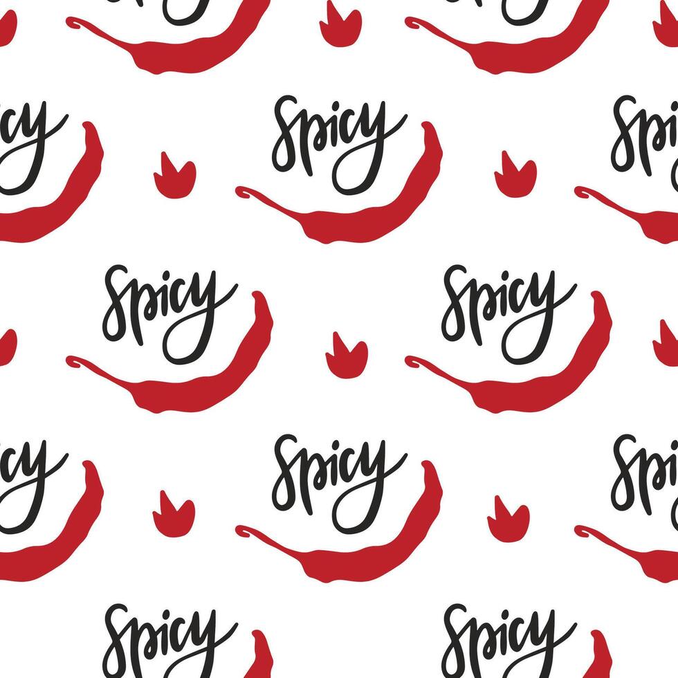 Seamless pattern with spicy chili pepper vector