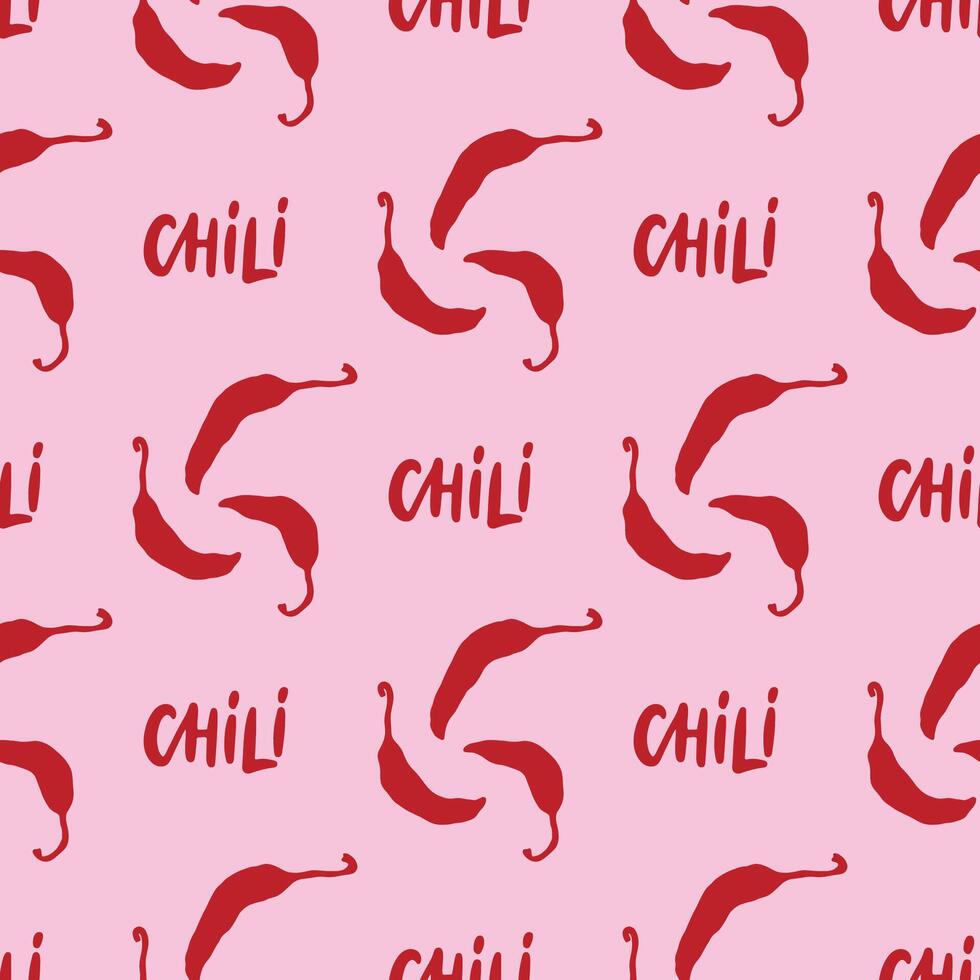 Seamless pattern with red spicy chili pepper vector