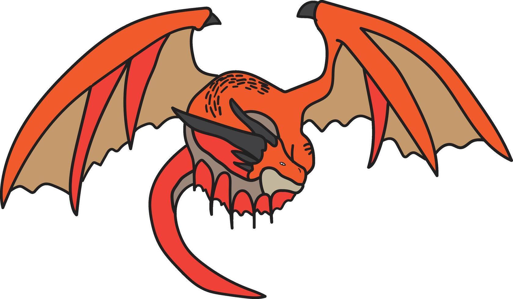 Orange Dragon with Wings with white Background vector