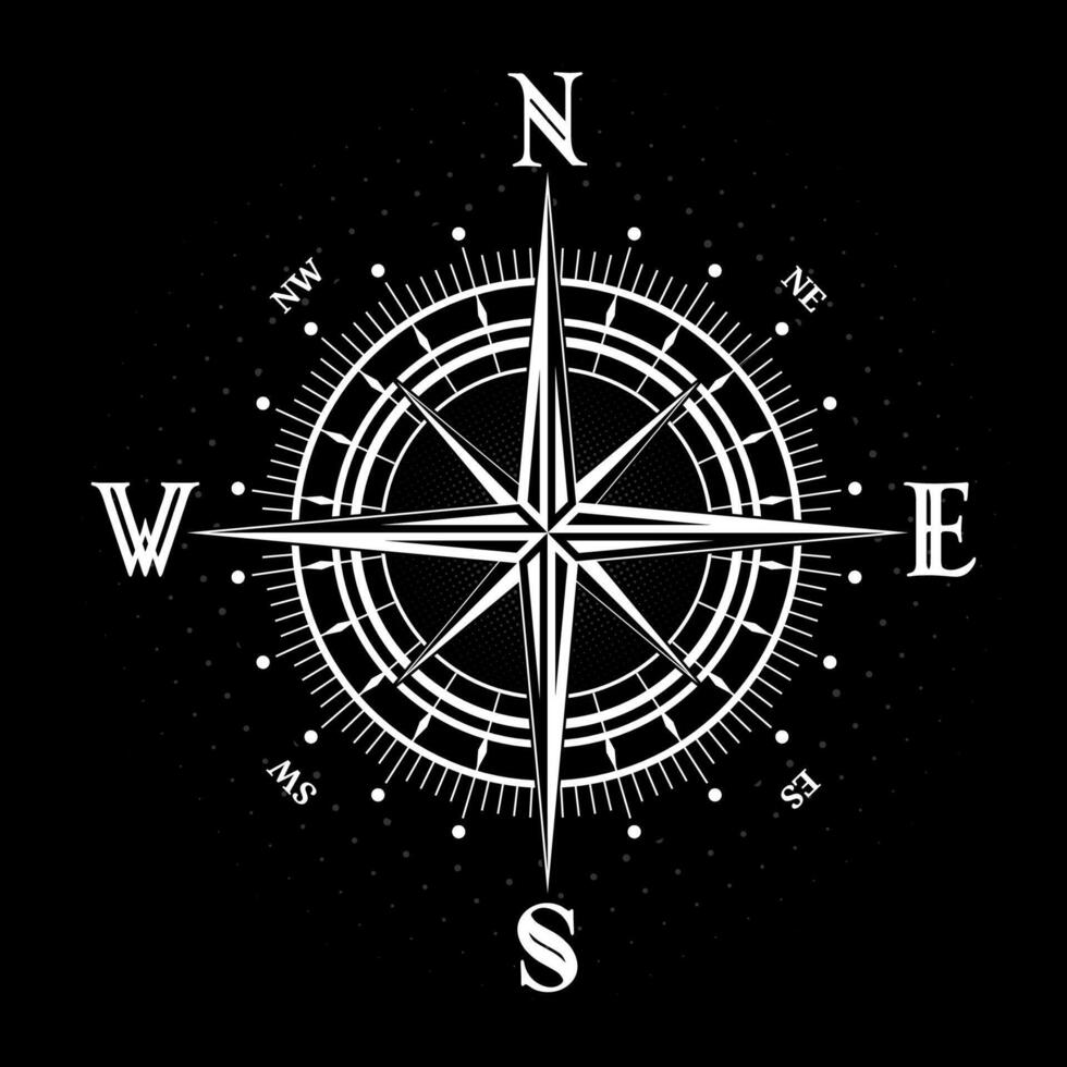 Compas White Color on the black background vector