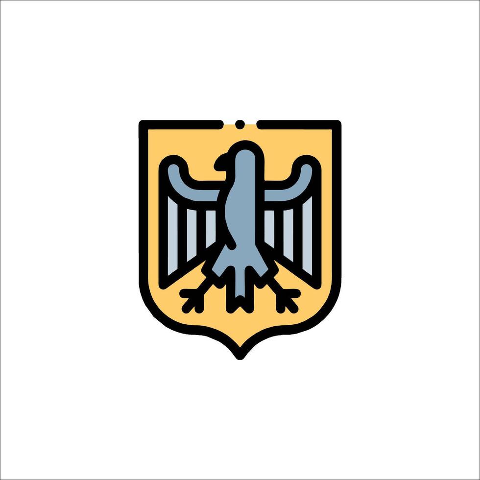 A german eagle on a shield with a blue and yellow background vector