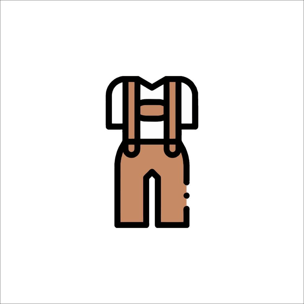 A brown and white icon of a pair of pants vector