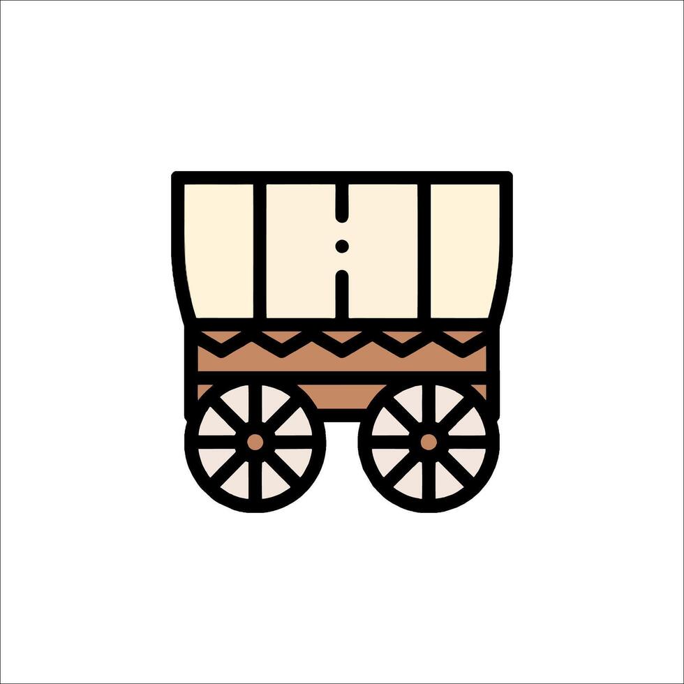 A wagon icon with a wooden wheel vector