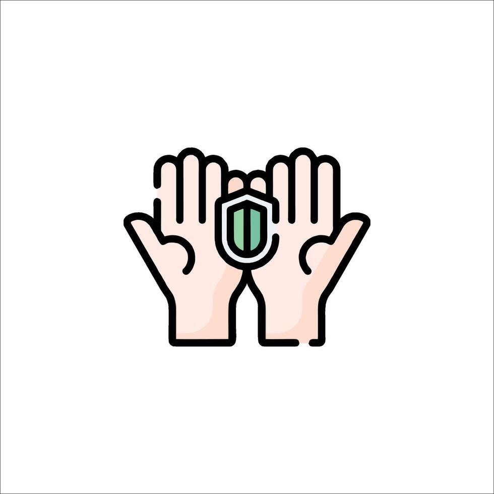 Two hands with a shield icon vector