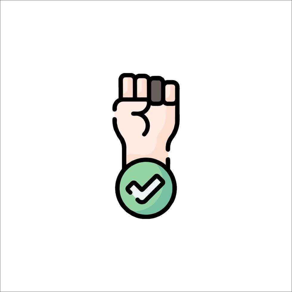 A fist with a tick mark on it vector