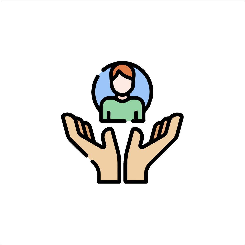 A person holding a person icon in their hands vector