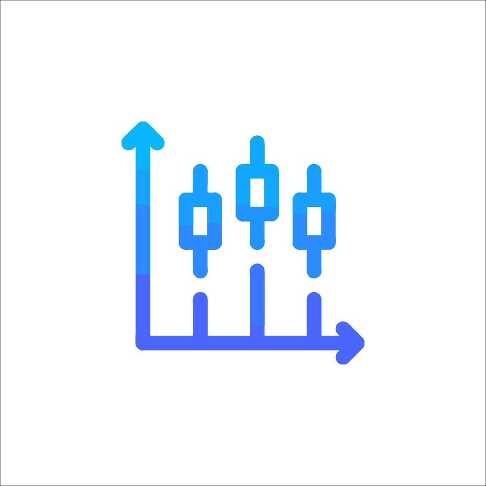 A blue and white icon of a bar graph vector