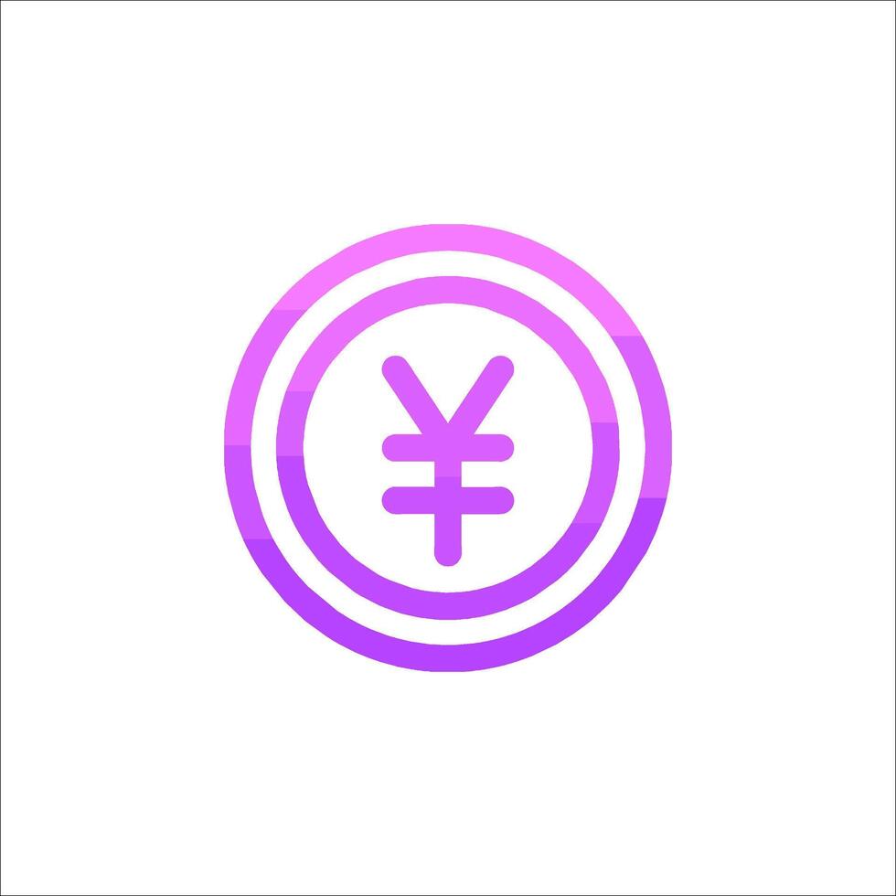 Yen symbol in purple and white vector