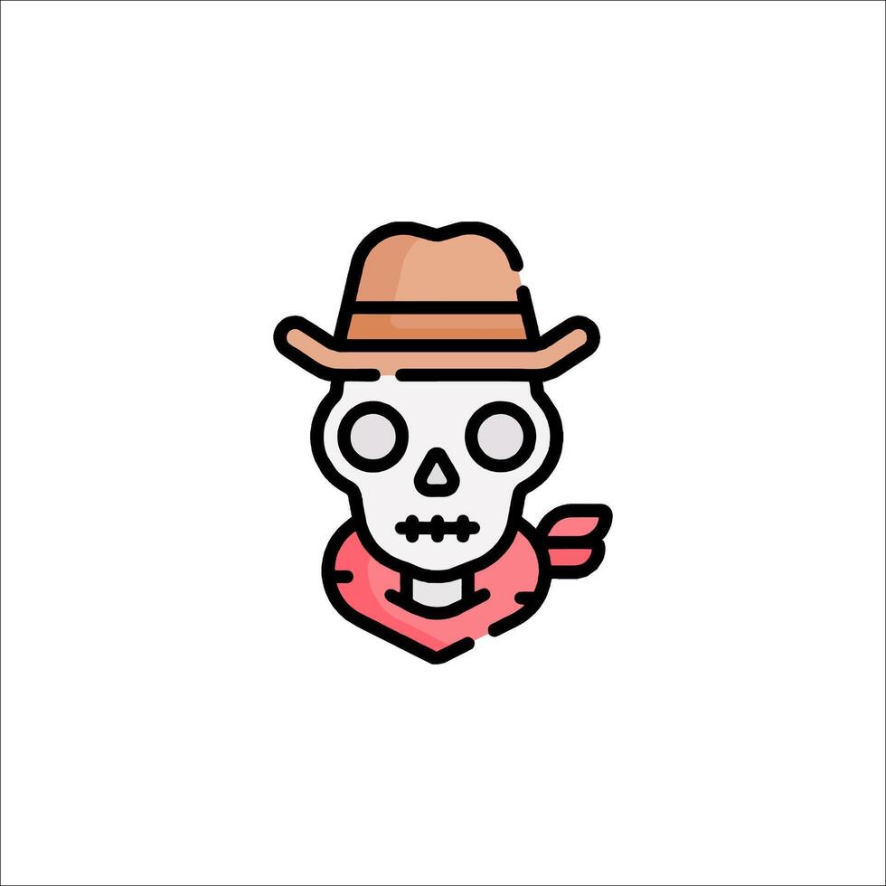 A skull wearing a cowboy hat and scarf vector