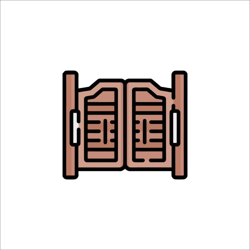 A door with a handle and a lock icon vector
