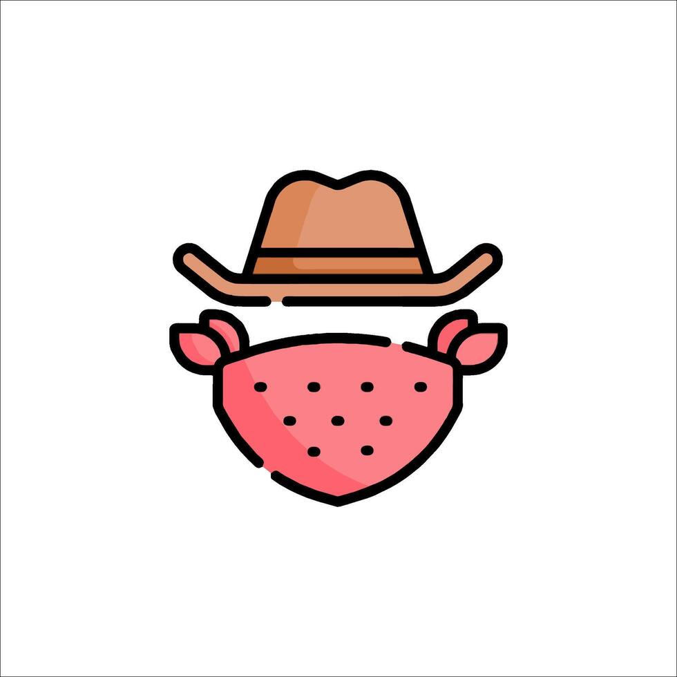 Cowboy hat and watermelon icon vector