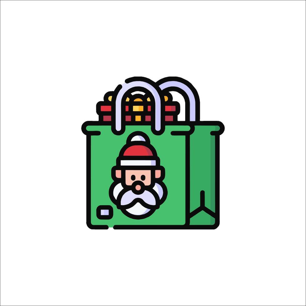 A santa claus icon with a bag of gifts vector