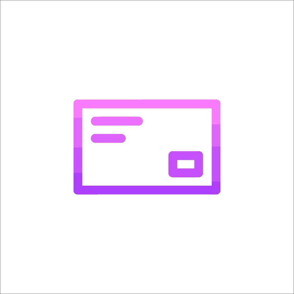 A purple and white icon of a mail envelope vector