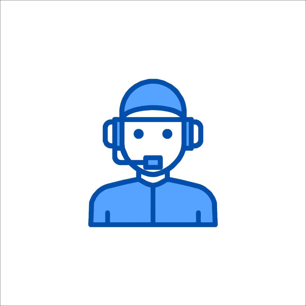 A blue icon of a man wearing a headset vector