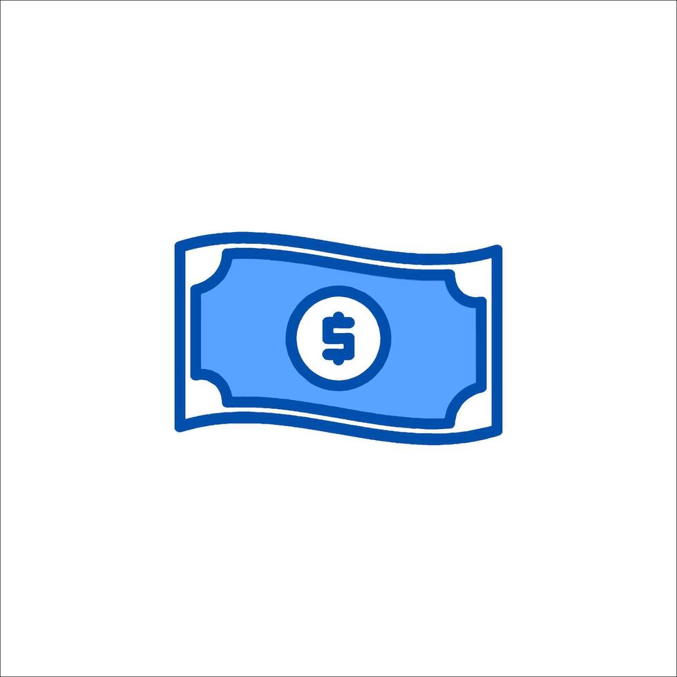 A blue dollar bill icon on a white background vector