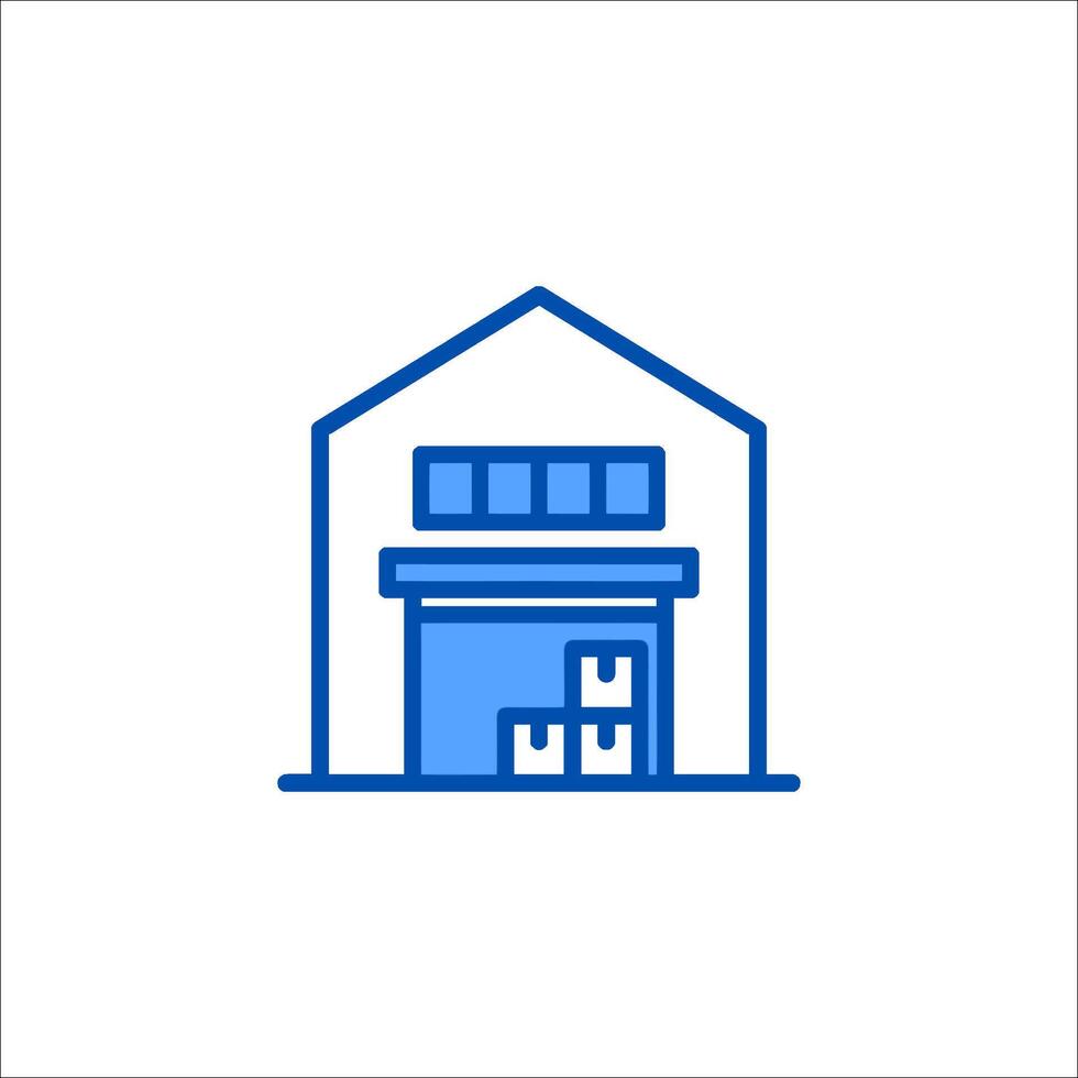 A warehouse with a door and boxes vector