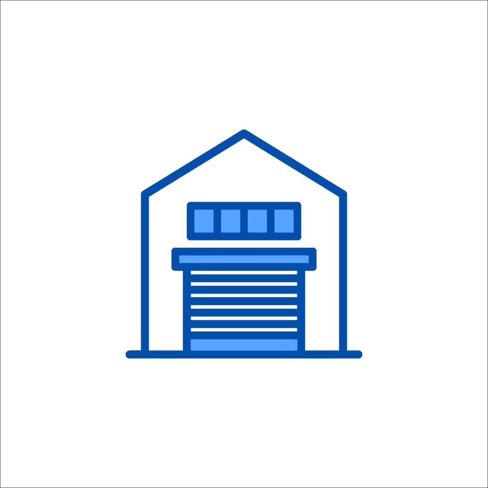A blue icon of a garage door vector