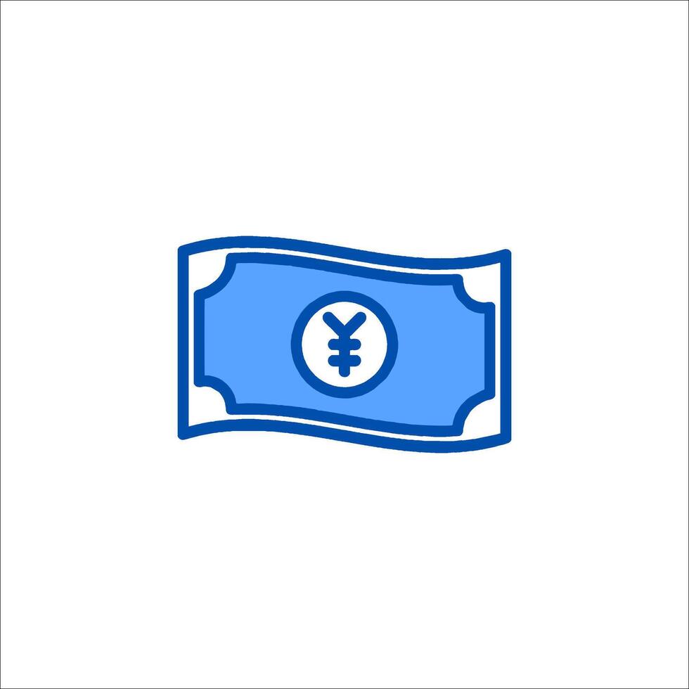 A blue dollar bill with a yen symbol vector
