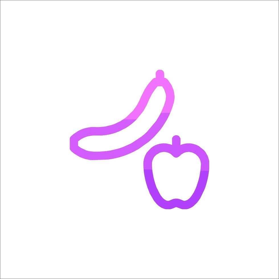 A purple apple and banana icon on a white background vector