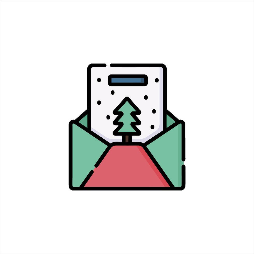 A christmas envelope with a tree inside vector