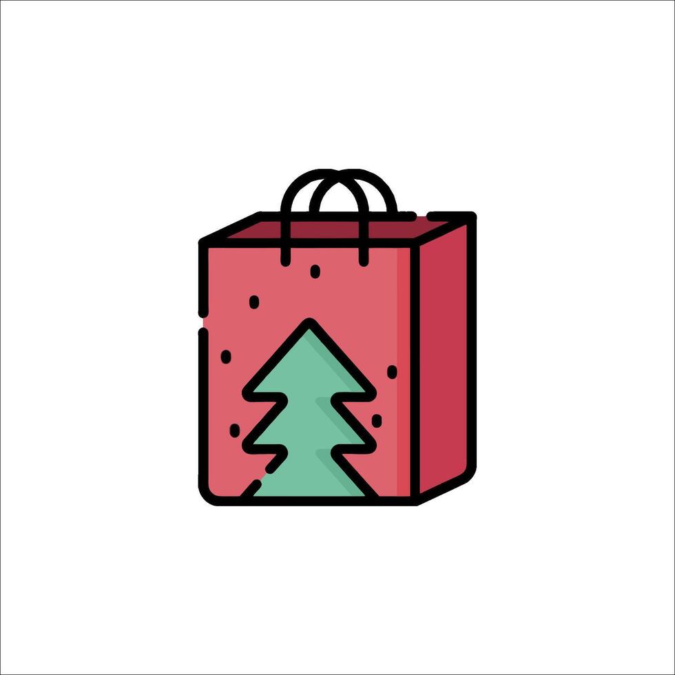 Christmas shopping bag icon illustration vector