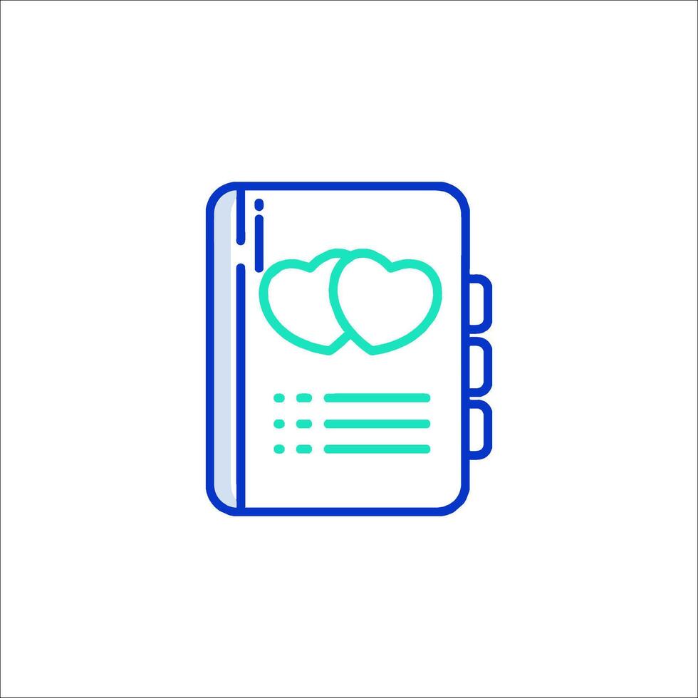 A notebook with two hearts on it vector