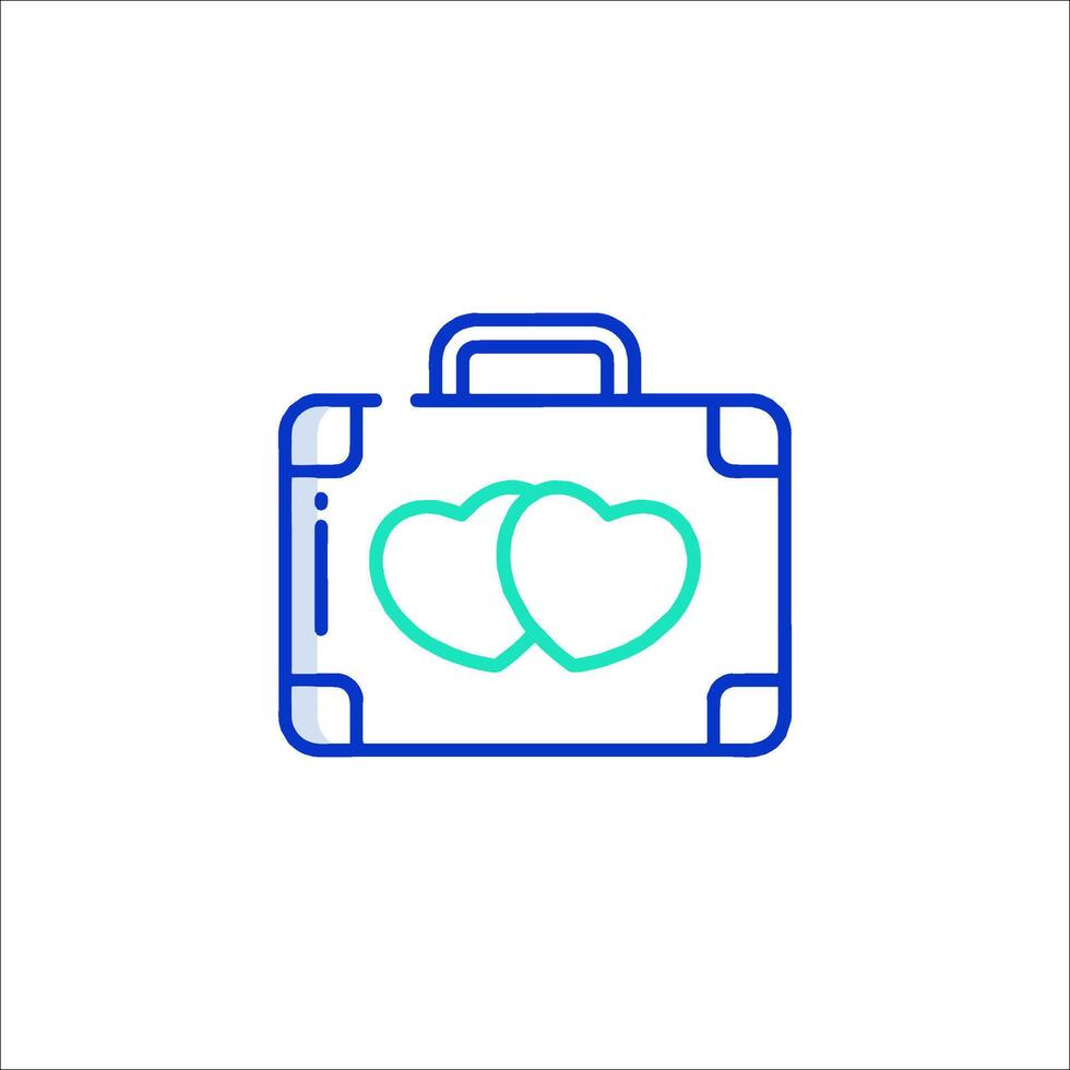 A suitcase with two hearts inside it vector