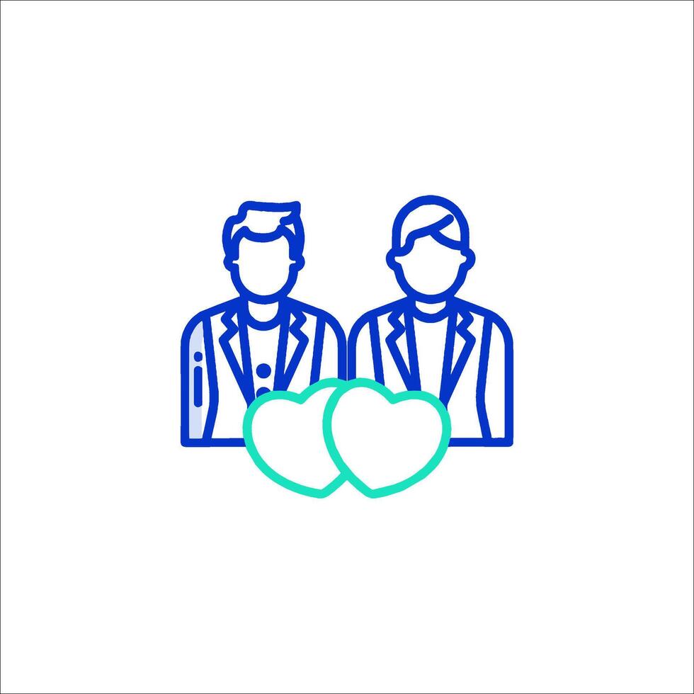 Two people holding a heart line icon vector