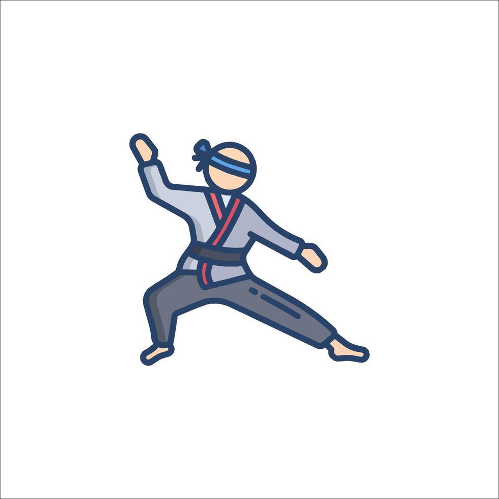 Karate icon, line icon, illustration vector