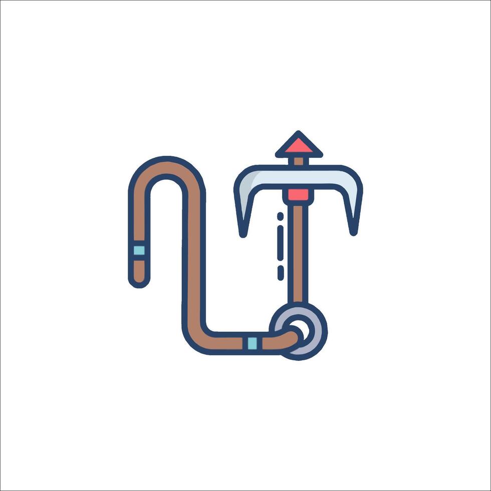 A hammer and a rope icon vector