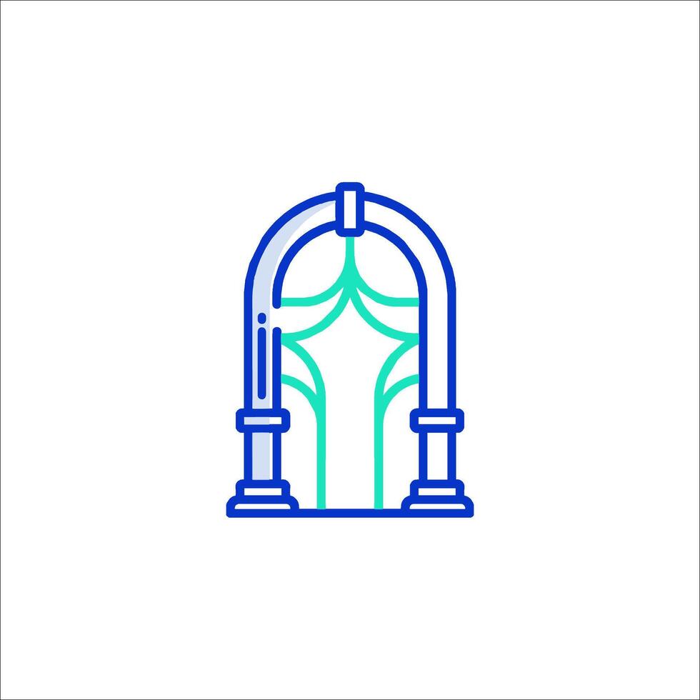 A line icon of a door with a window vector