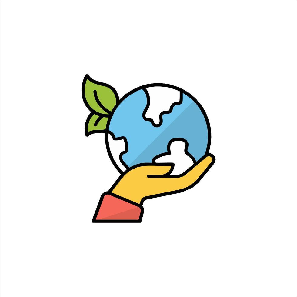 A hand holding a globe with leaves on it vector